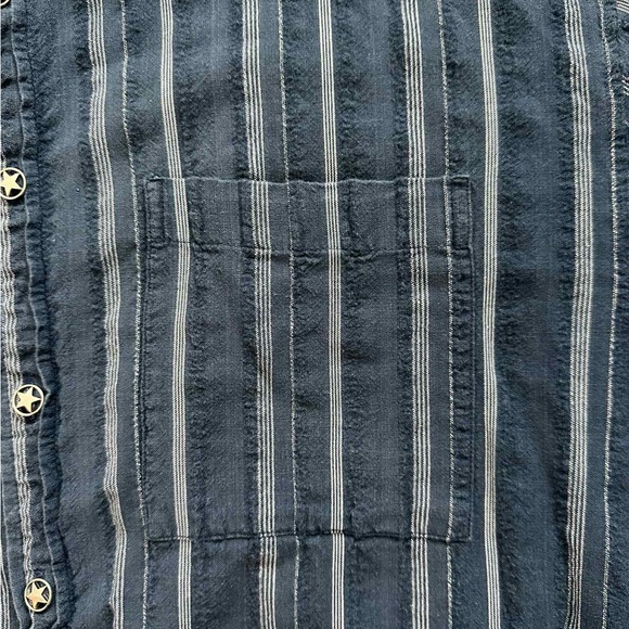 Scully Western Shirt L Blue Striped Star Buttons Vintage Cowboy Style - Picture 6 of 9